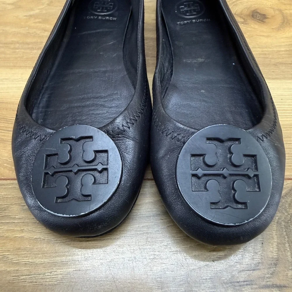 Tory Burch Minnie Ballet Flats Womens 6 M Black Soft Leather Walk Office